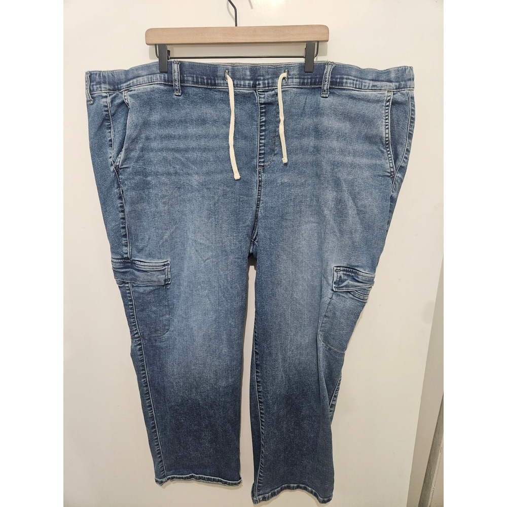Torrid Weekend Straight Super Soft Cargo Jeans Blue 5S Plus Size Pull On Drawstr
